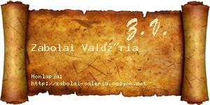 Zabolai Valéria névjegykártya